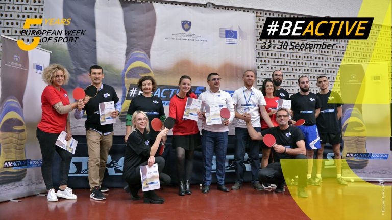 Kosovo promoting table tennis during the European week of sport in Pristina