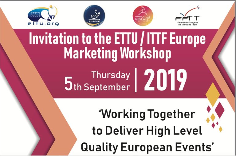 ETTU and ITTF Europe Marketing Workshop in Nantes on Thursday 5th September